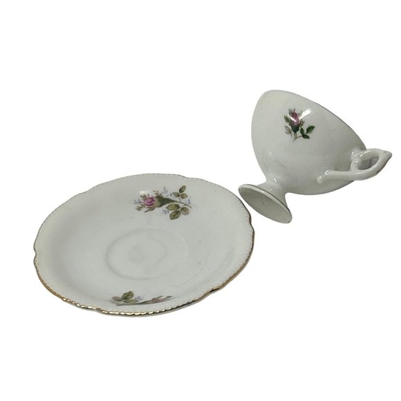 Royal Sealy China Demitasse Tea Cup and Saucer with Rose Design‎ - Vintage - Picture 7 of 8